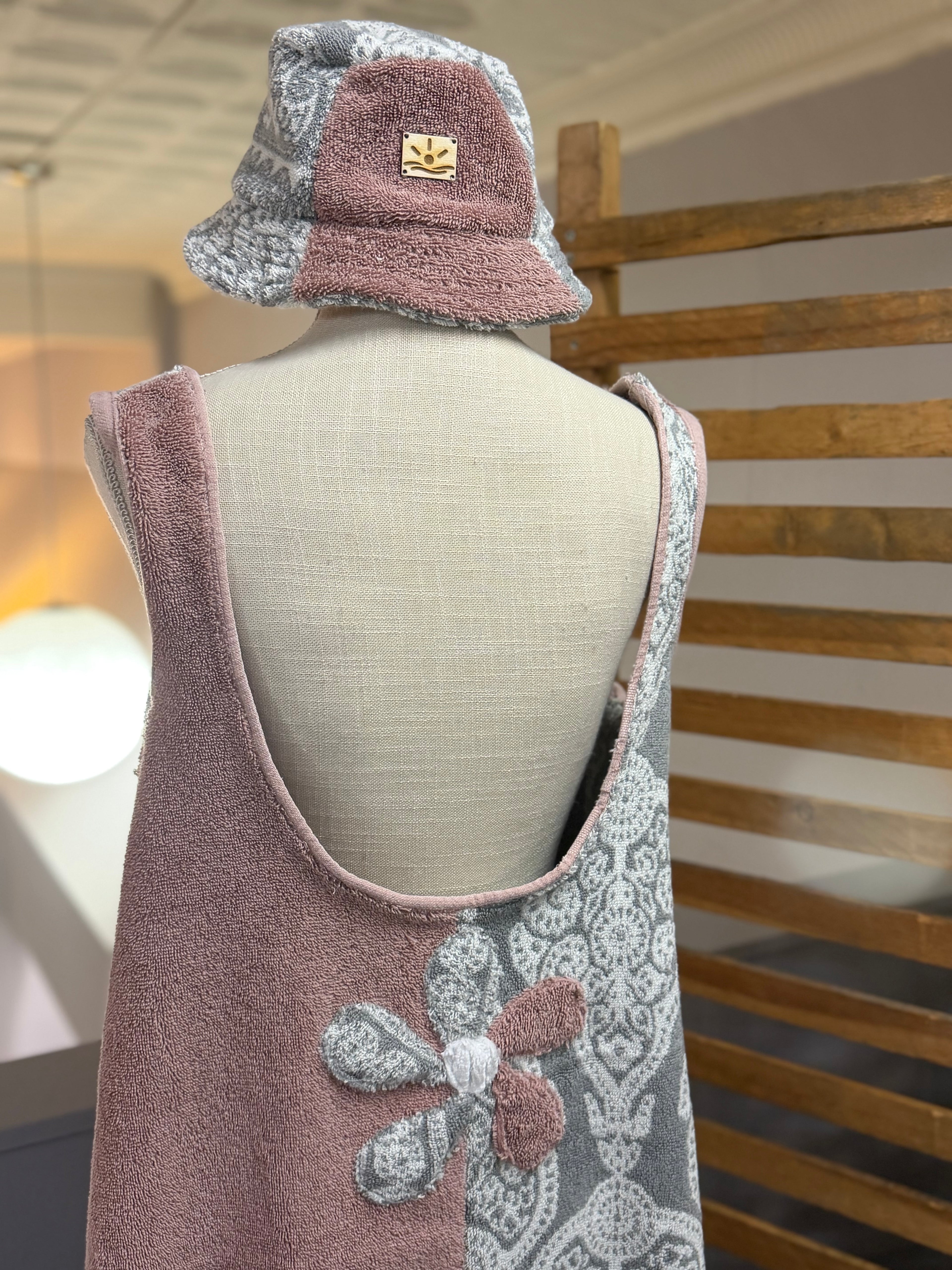 Pink-Gray Paisley Towel Dress M