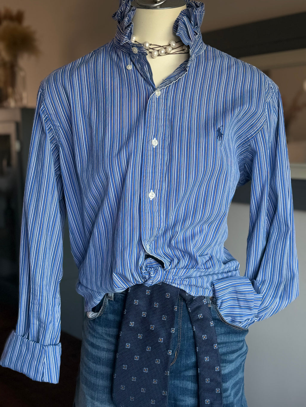 Ralph Lauren Blue Stripe M/L