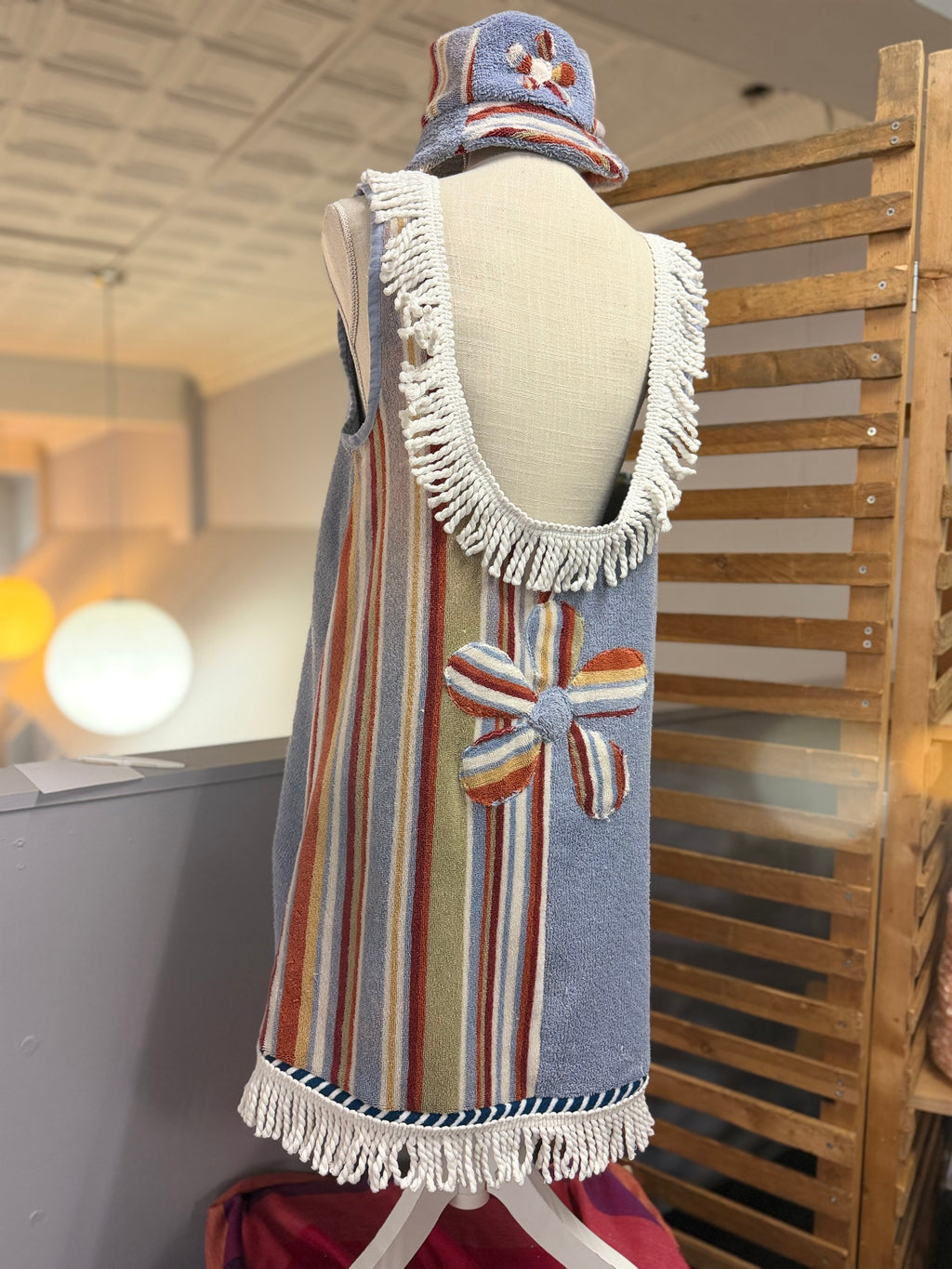 Blue Striped Towel Dress L