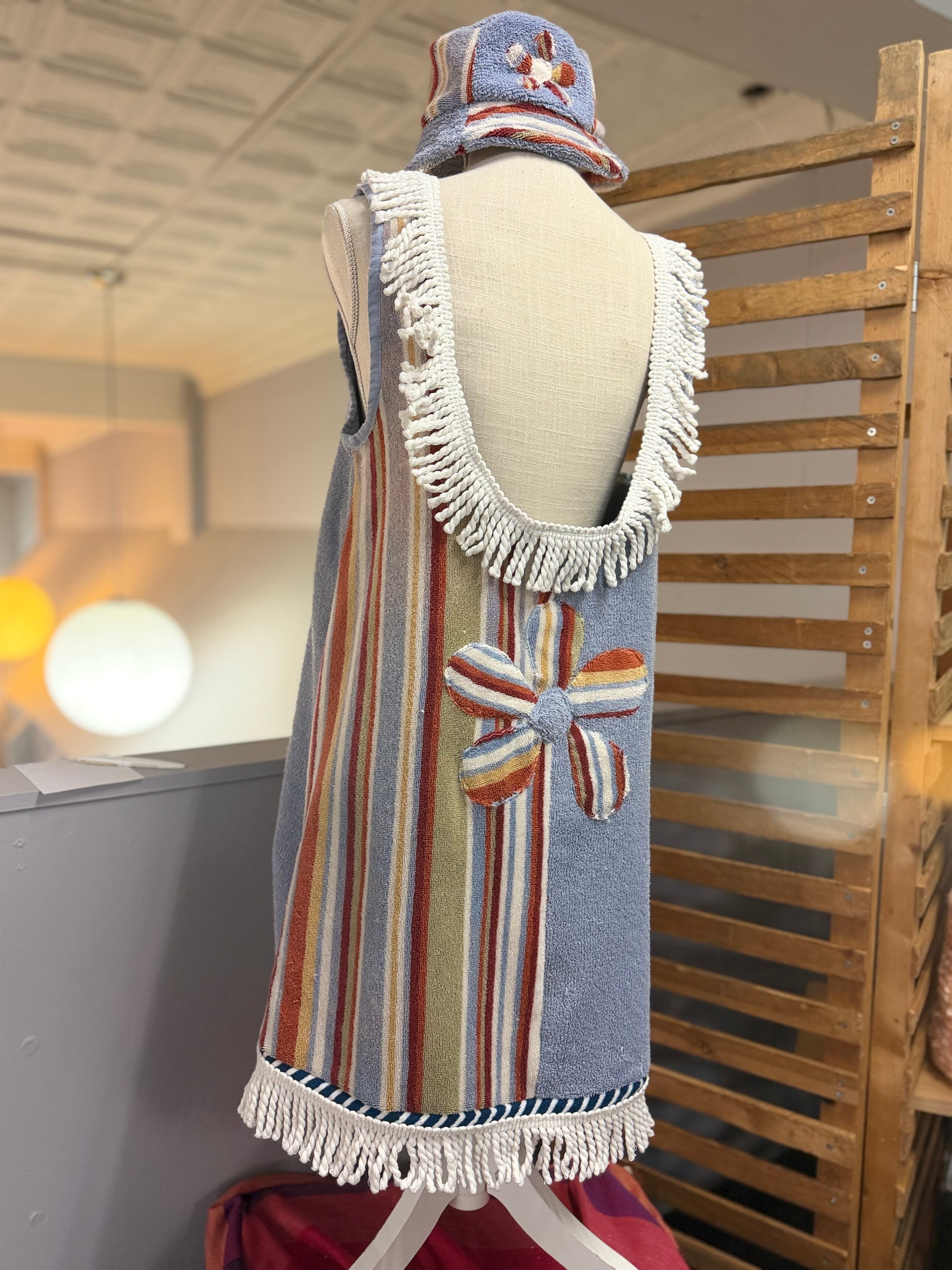 Blue Striped Towel Dress L