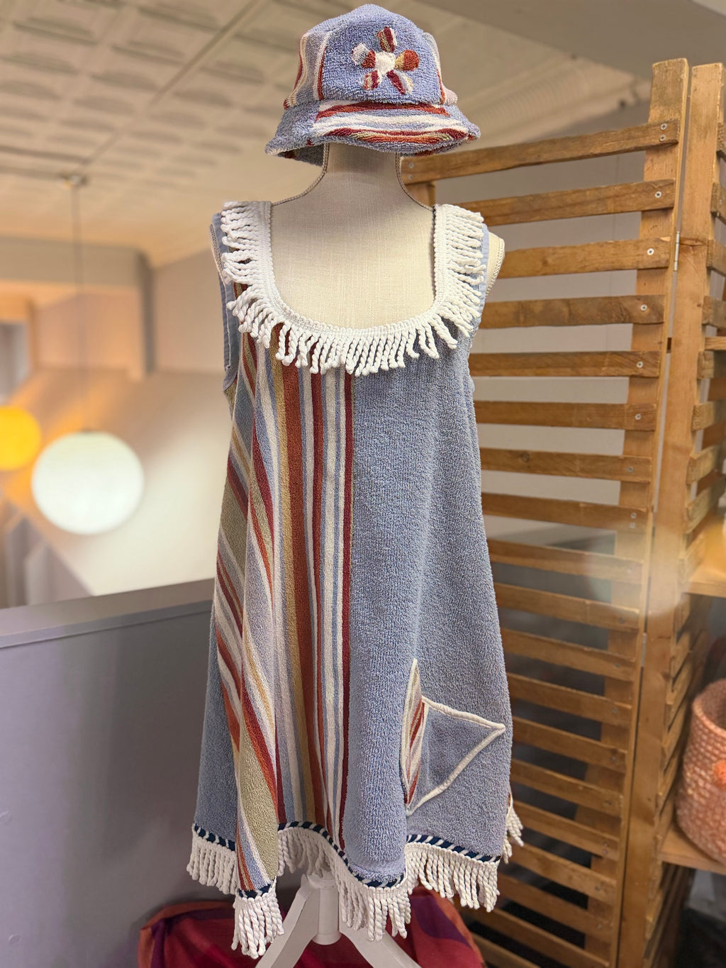 Blue Striped Towel Dress L