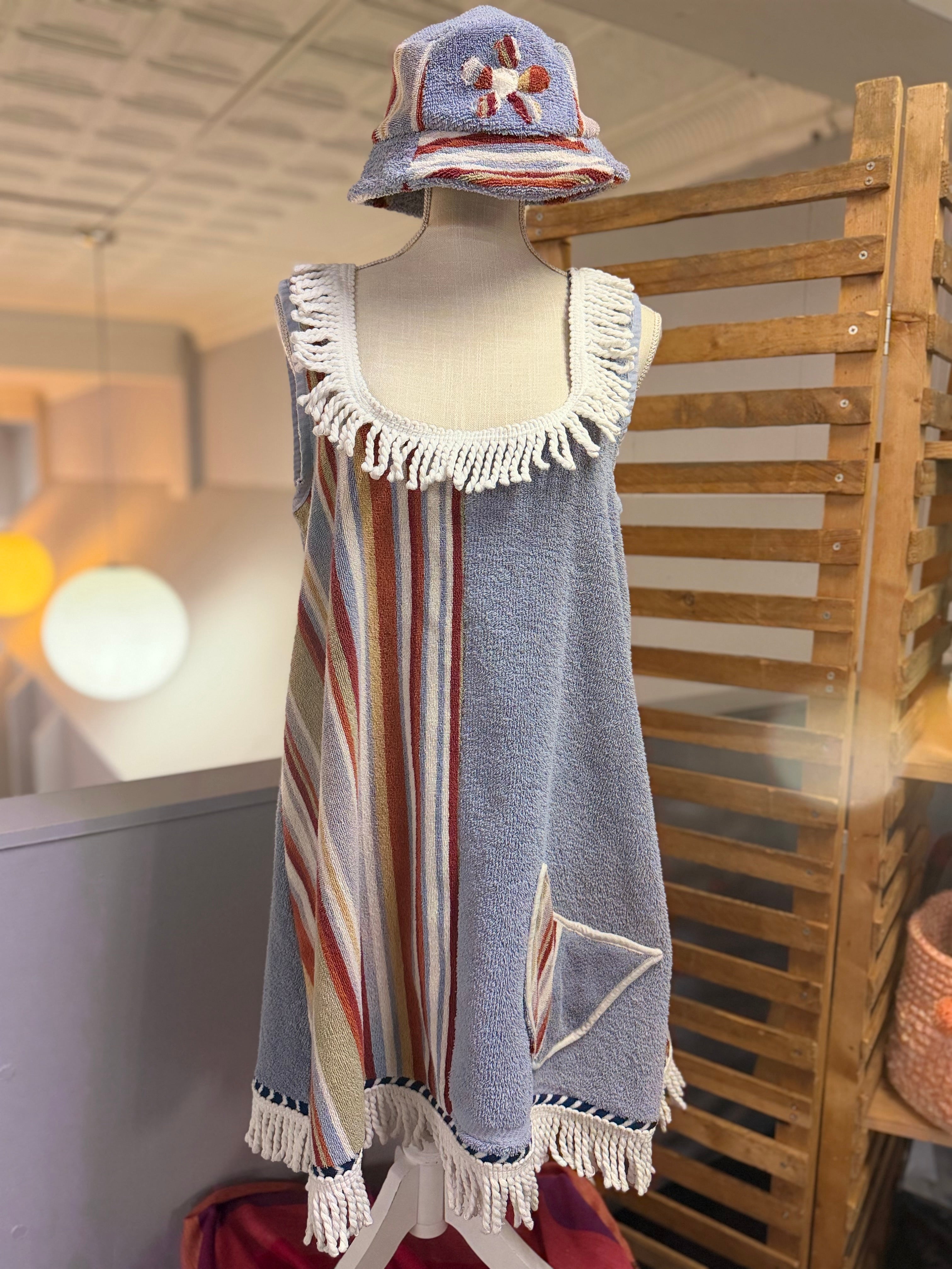 Blue Striped Towel Dress L