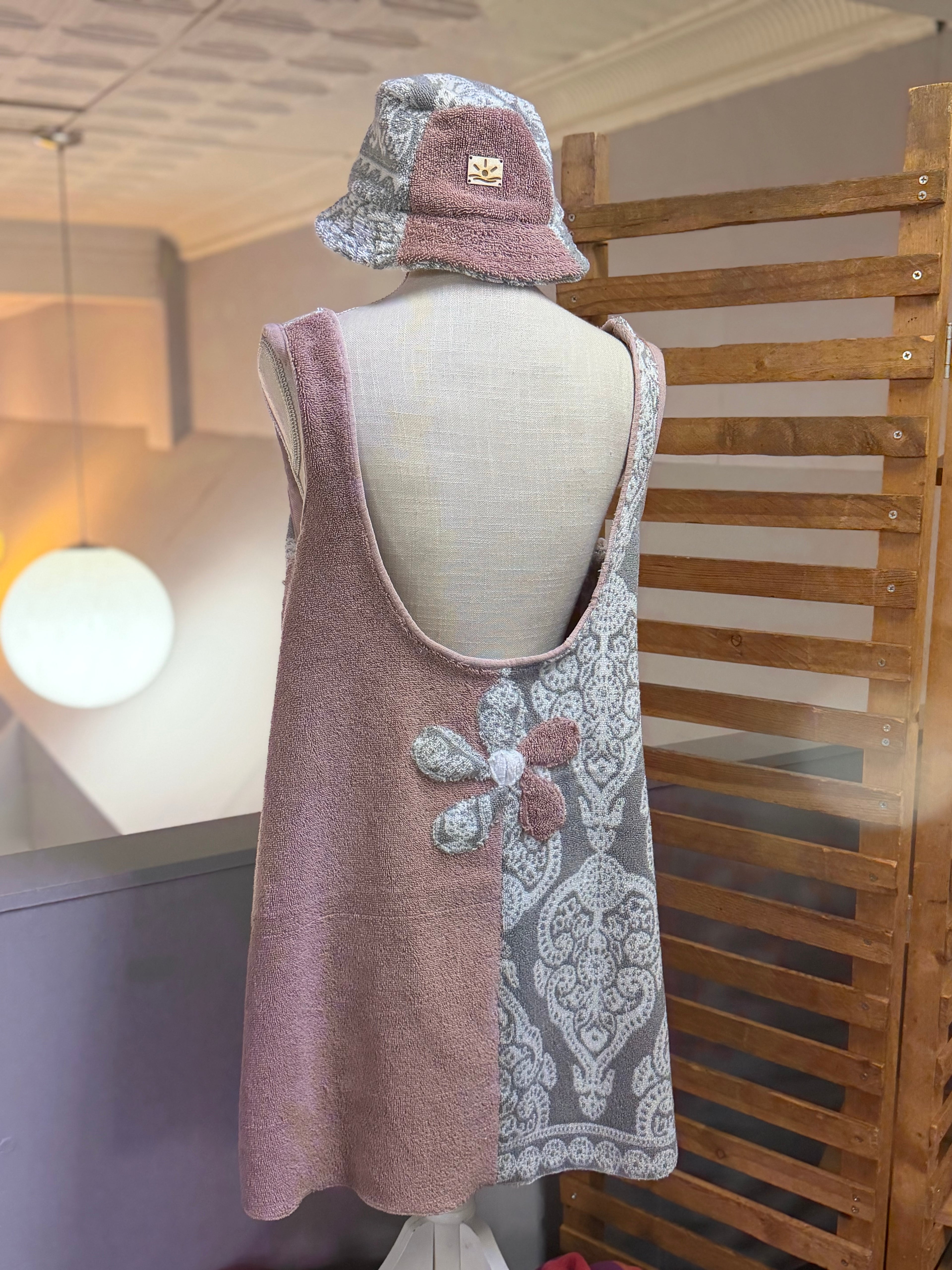 Pink-Gray Paisley Towel Dress M